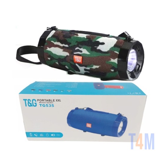 Coluna de Som Sem Fio Portátil T&G Tg-535 com Super Lanterna Militar